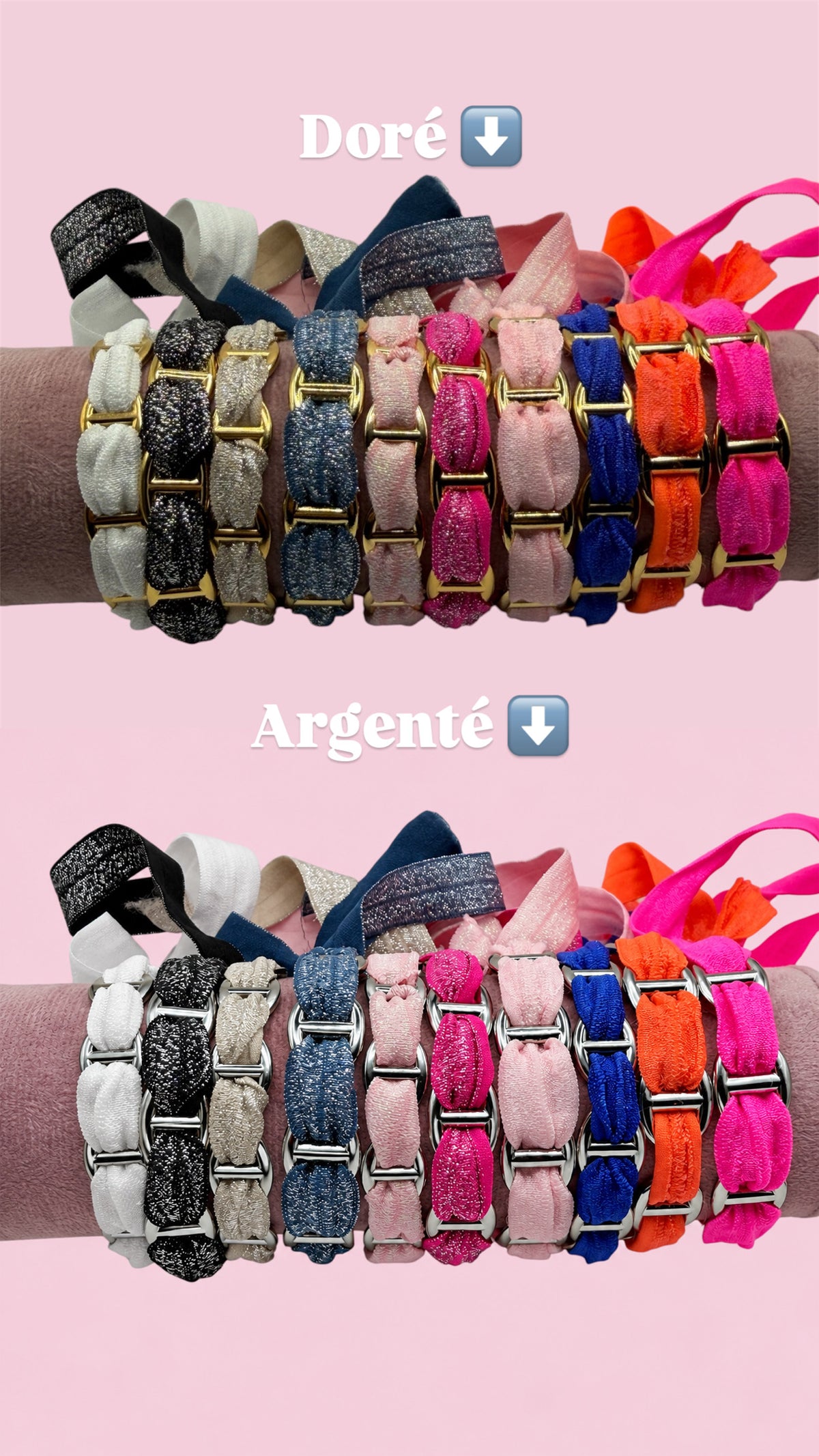 Joncs Maelie pailletée - Doré & Argenté / 10 couleurs différentes ( en acier inoxydable )