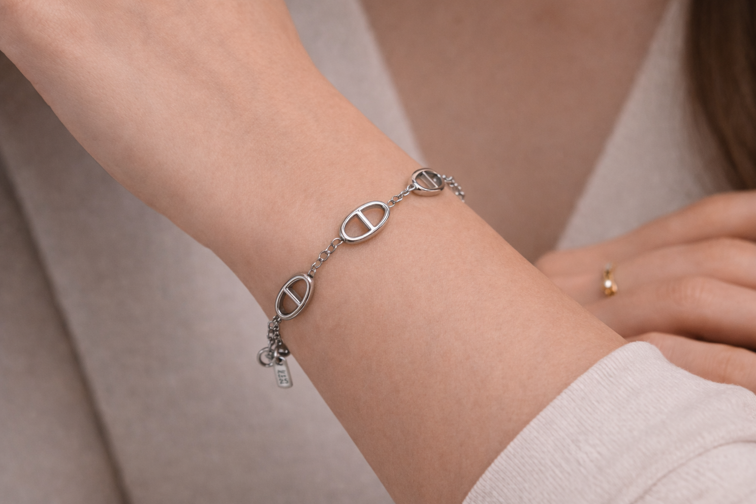 Bracelet maille marine - Argenté