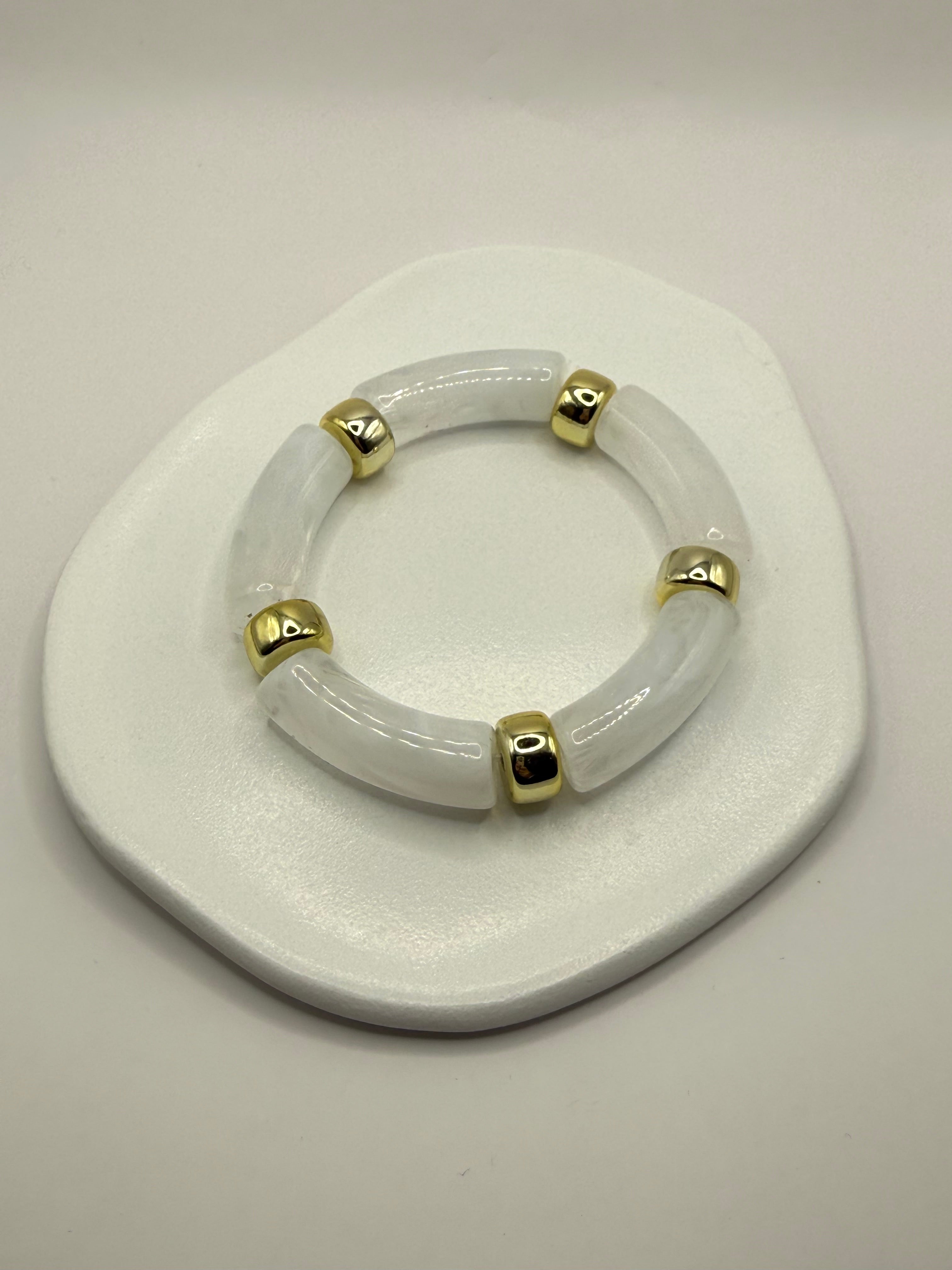 Bracelet en résine élastique - BLANC CRISTAL
