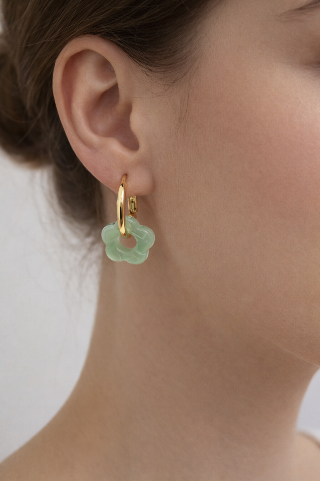Boucles d’oreilles à fleurs - vert clair