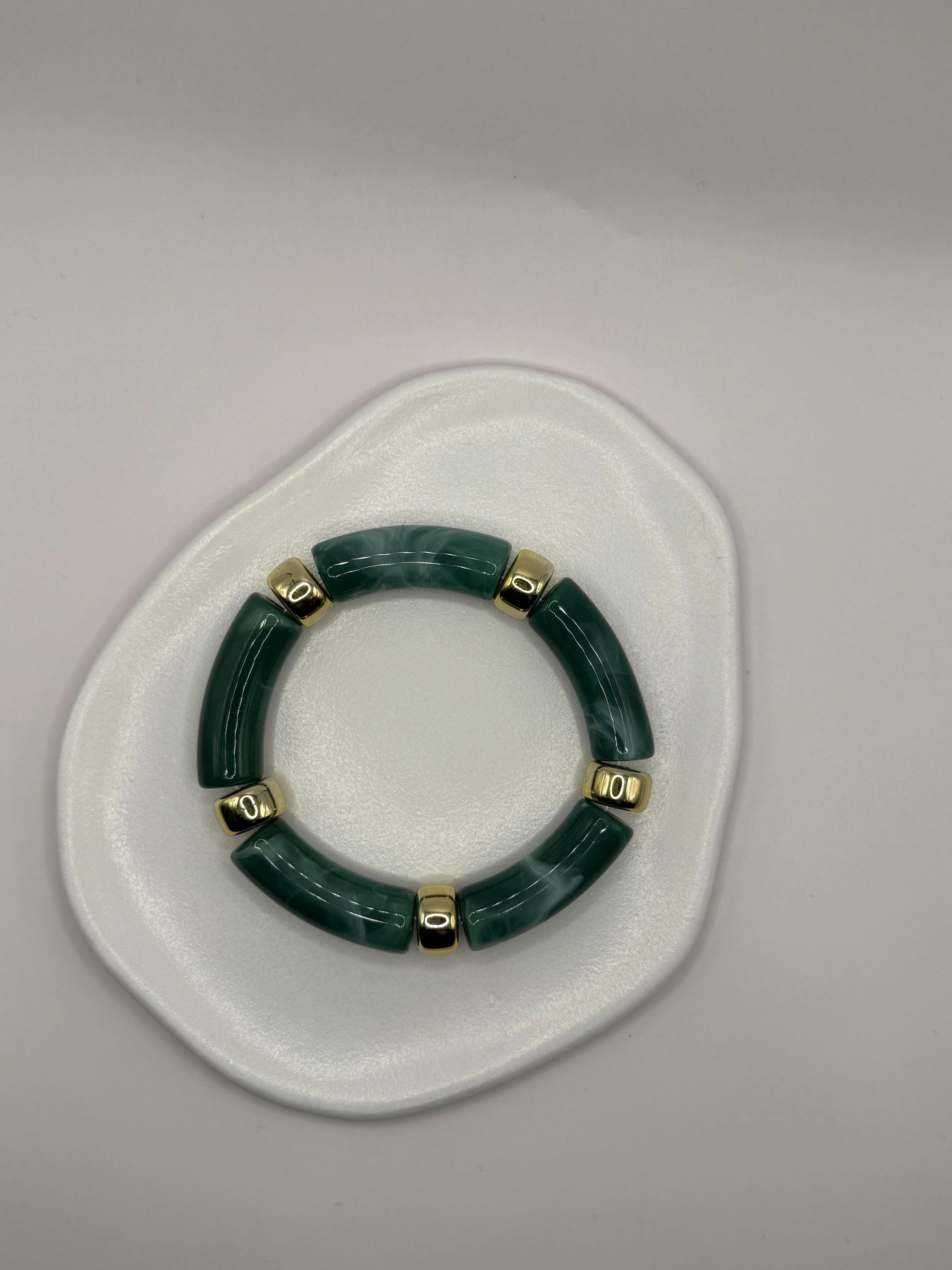 Bracelet  en résine élastique - vert foncé