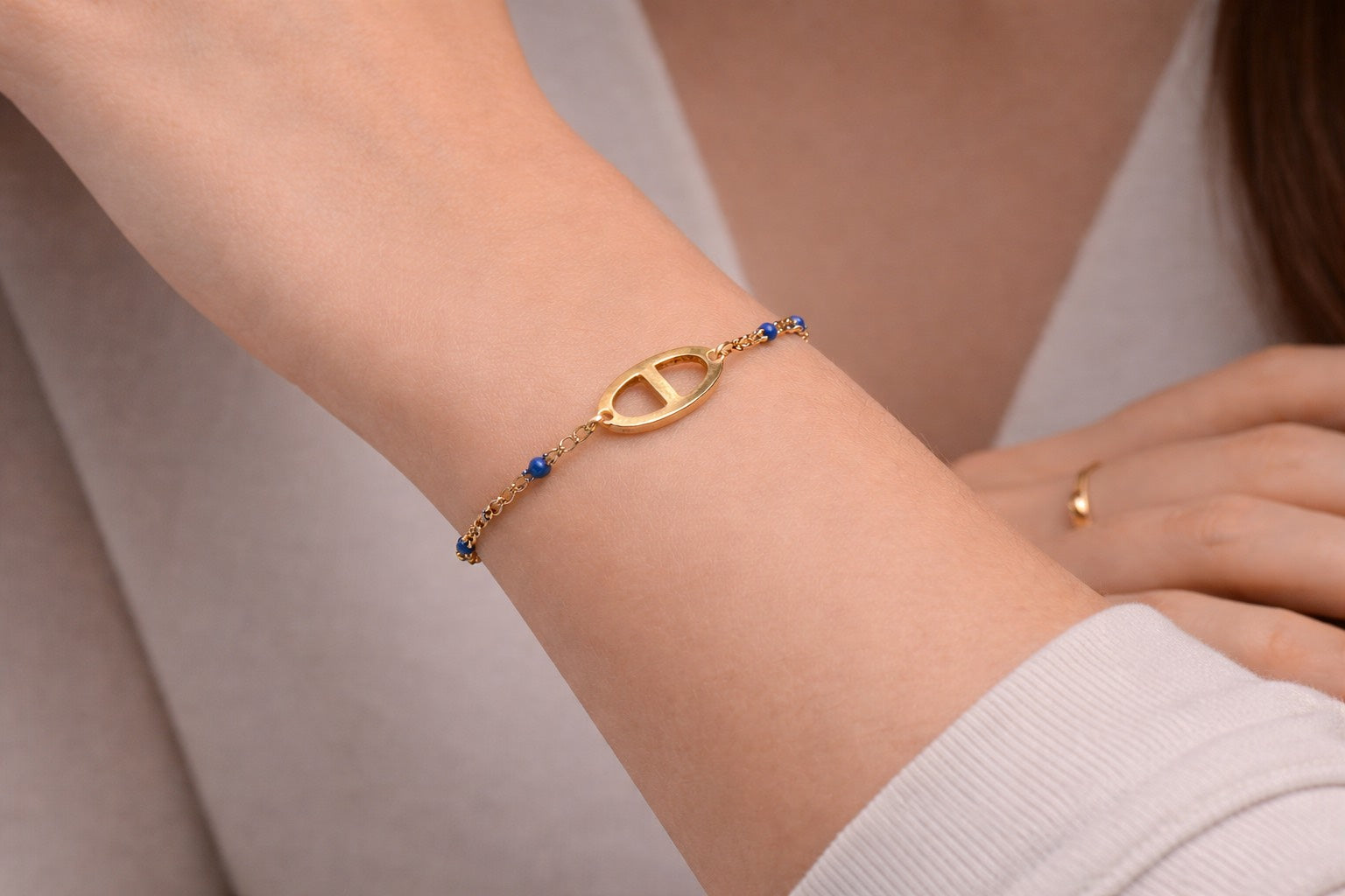 Maille marine à perles - Bleu foncé