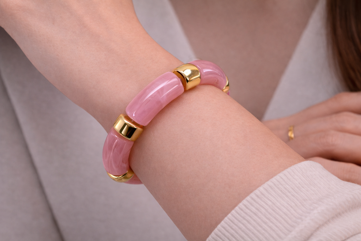 Bracelet en résine élastique - Rose