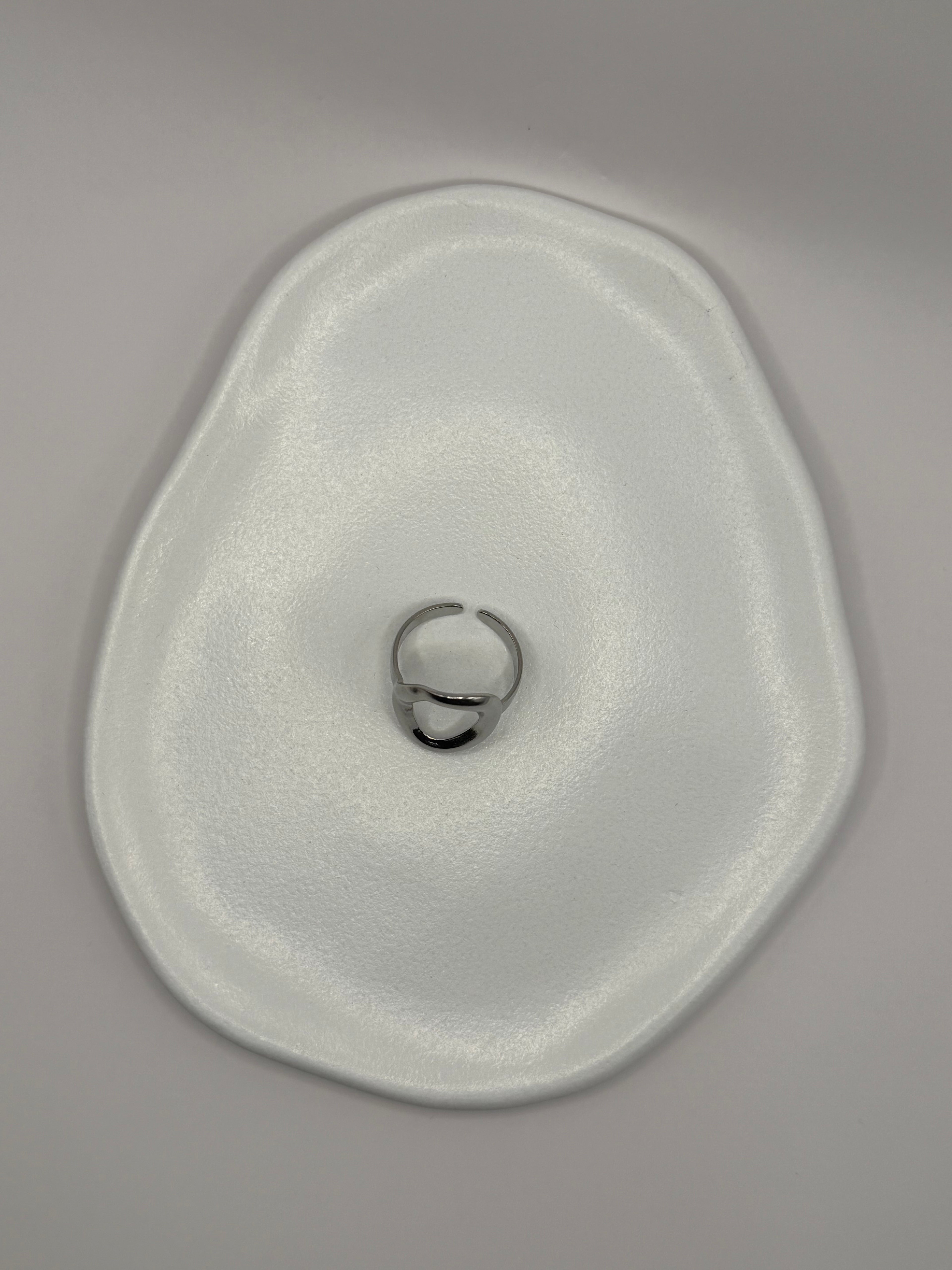 Bague ajustable ronde - Argentée