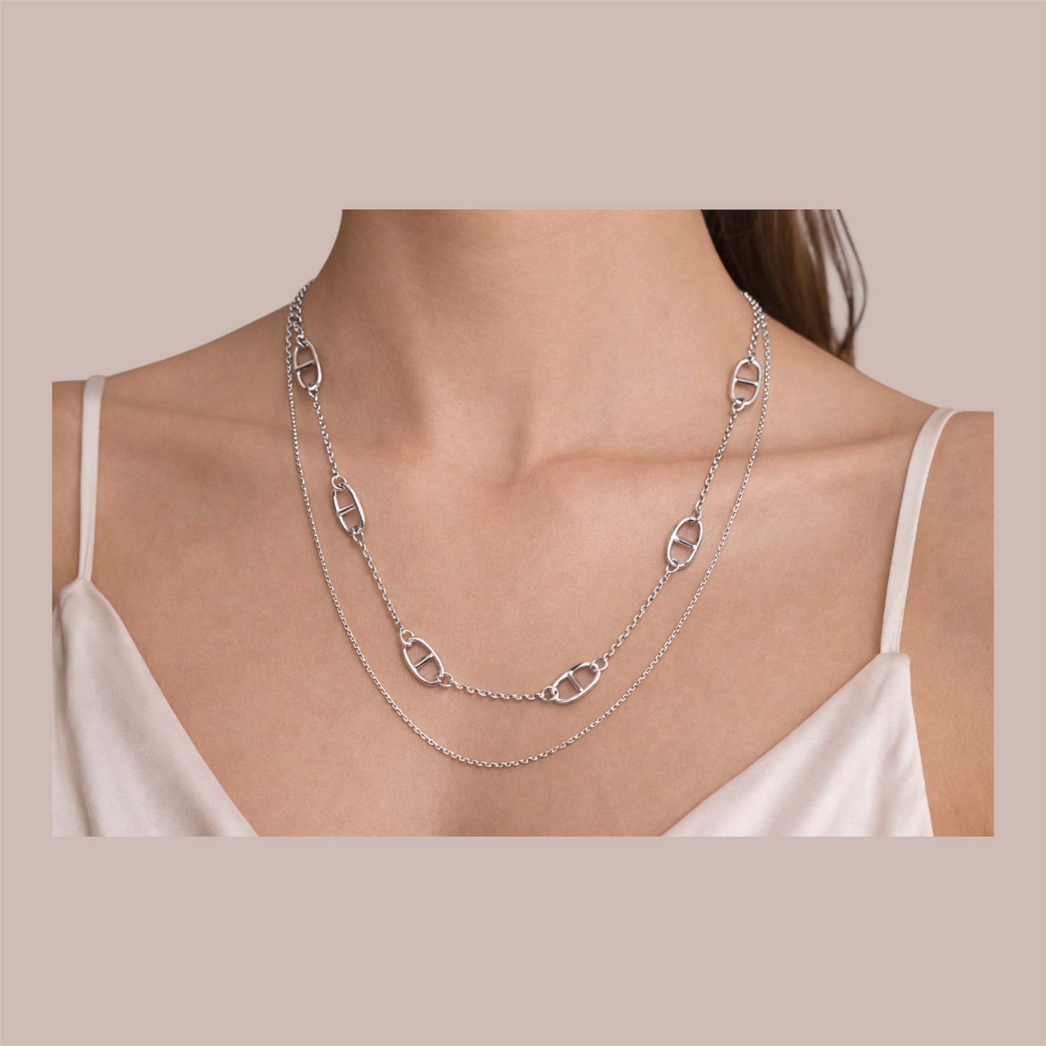 Sautoir maille marine - argenté