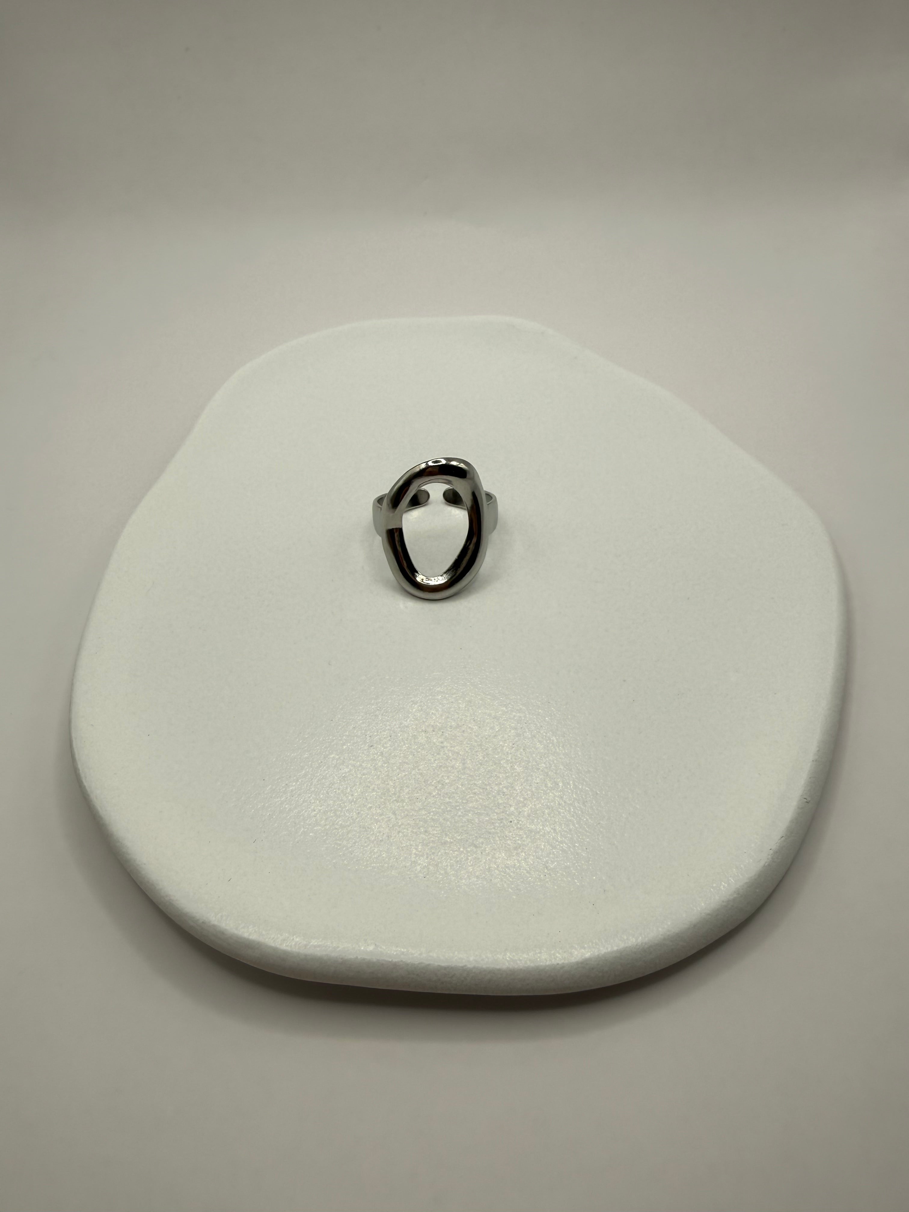 Bague ajustable ronde - Argentée