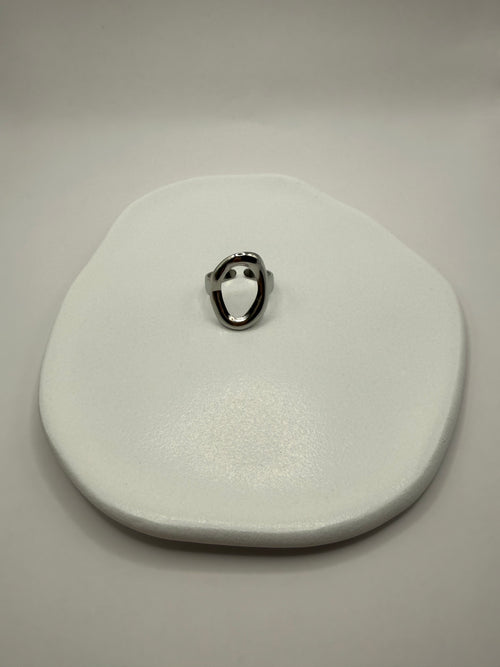 Bague ajustable ronde - Argentée