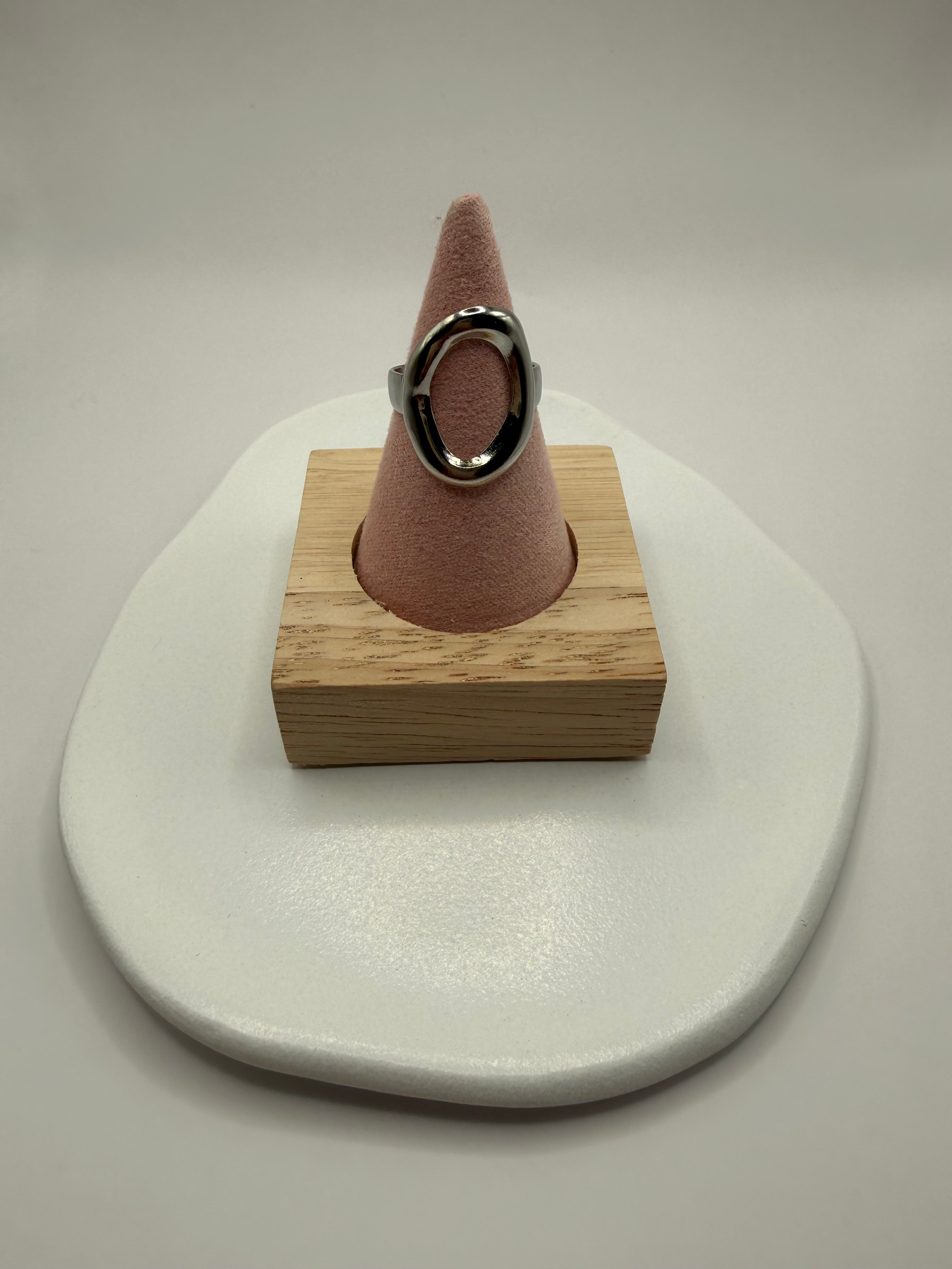 Bague ajustable ronde - Argentée