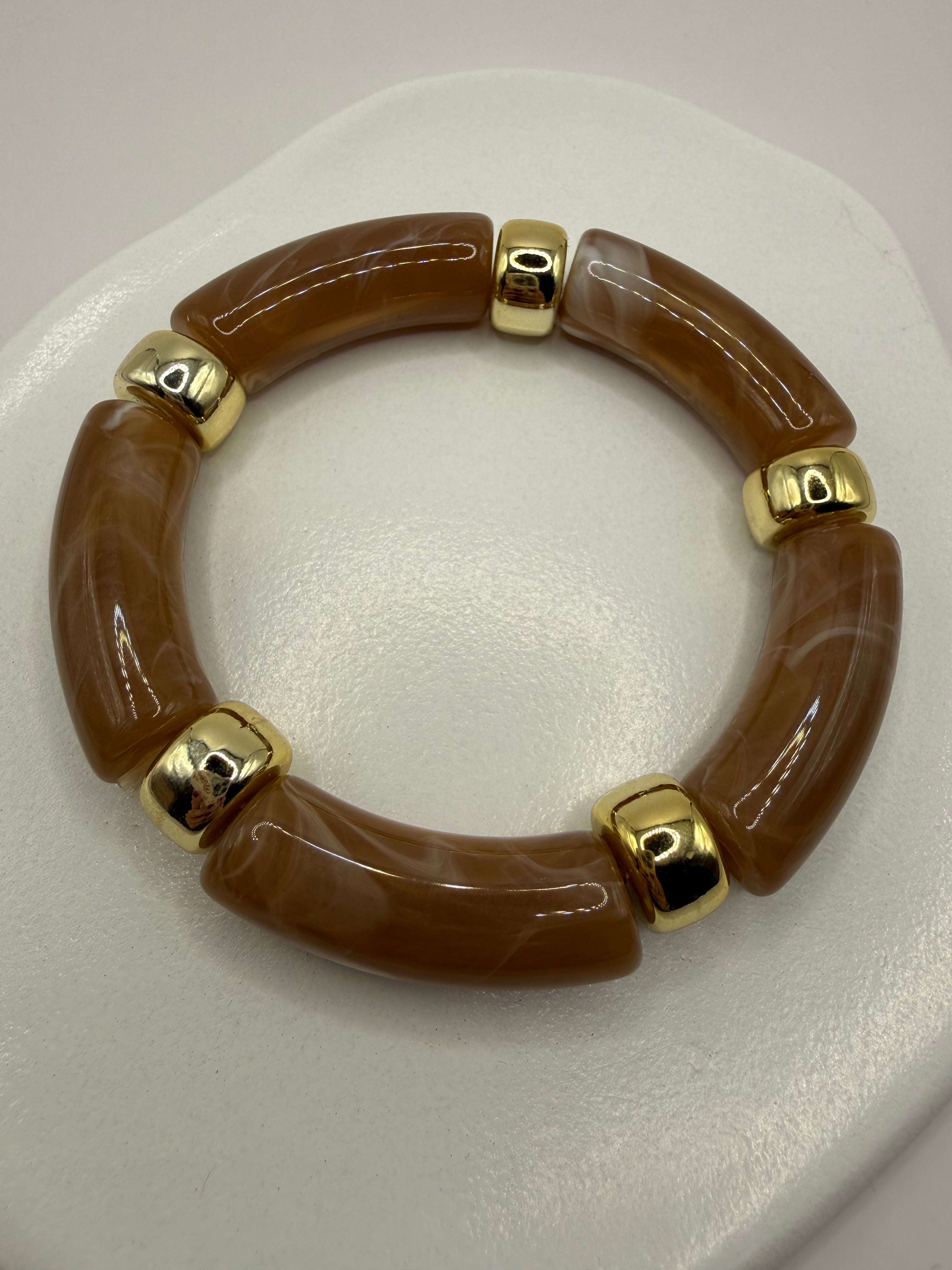 Bracelet en résine élastique - MARRON FONCÉ