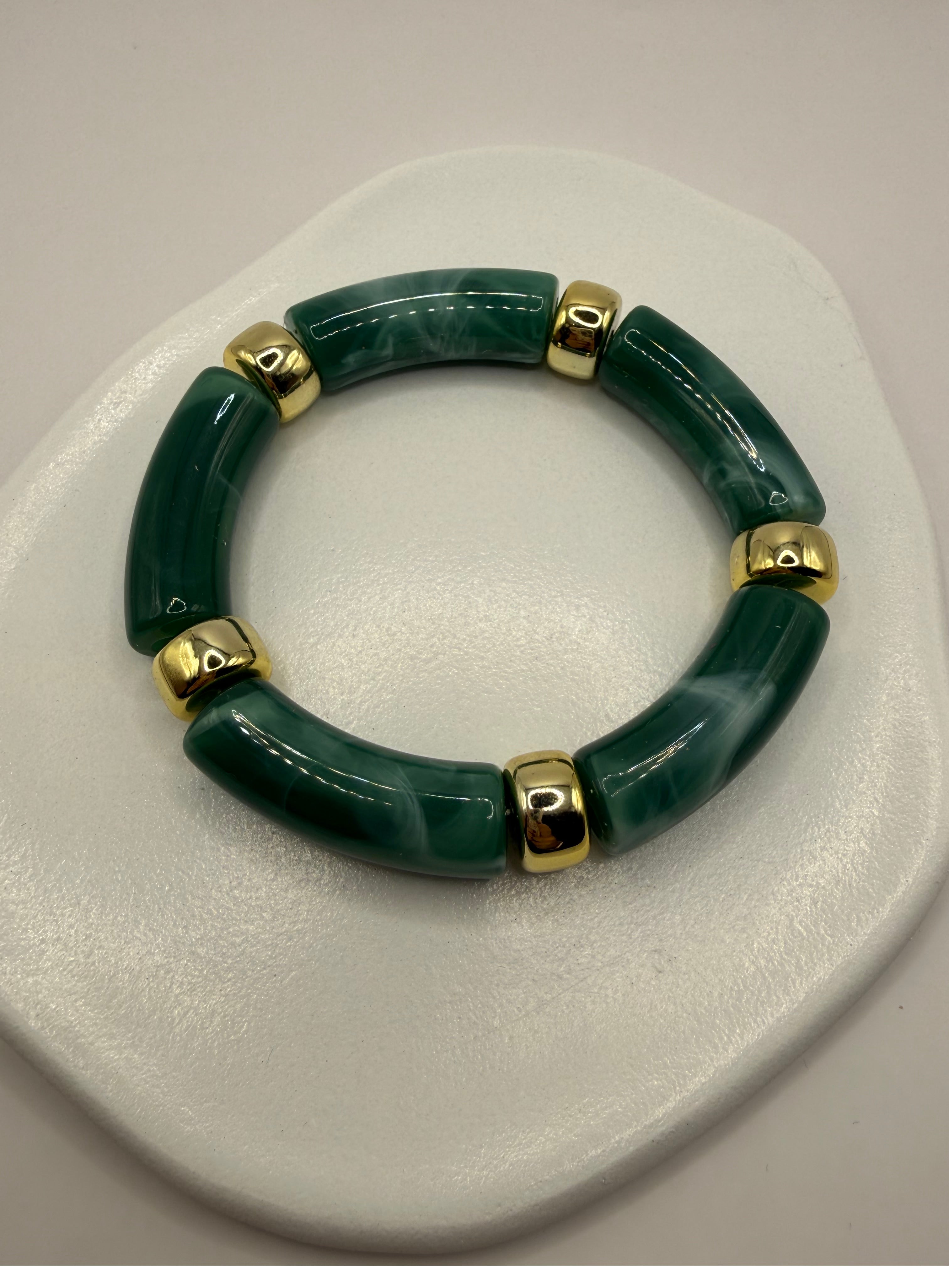 Bracelet  en résine élastique - vert foncé