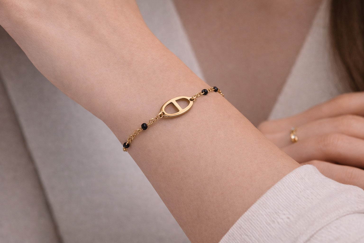 Maille marine à perle - Noir