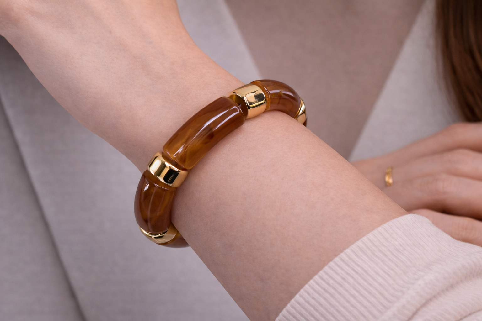 Bracelet en résine élastique - MARRON TRANSPARENT