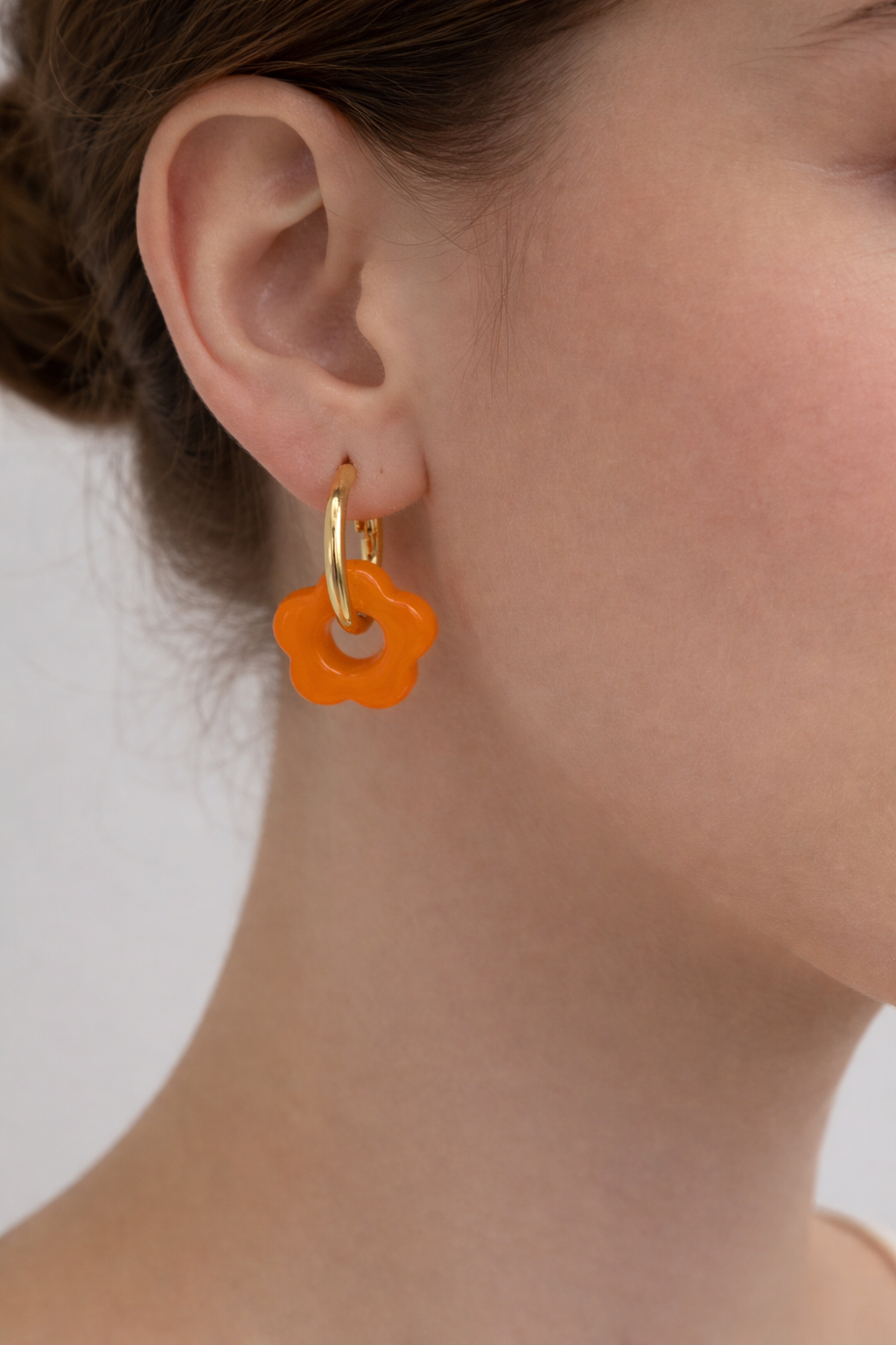 Boucles d’oreilles à fleurs - Orange fluo