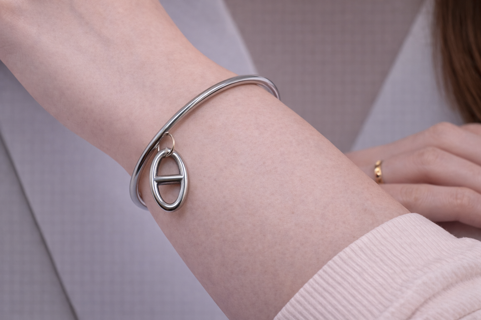 Jonc Maille marine - argenté