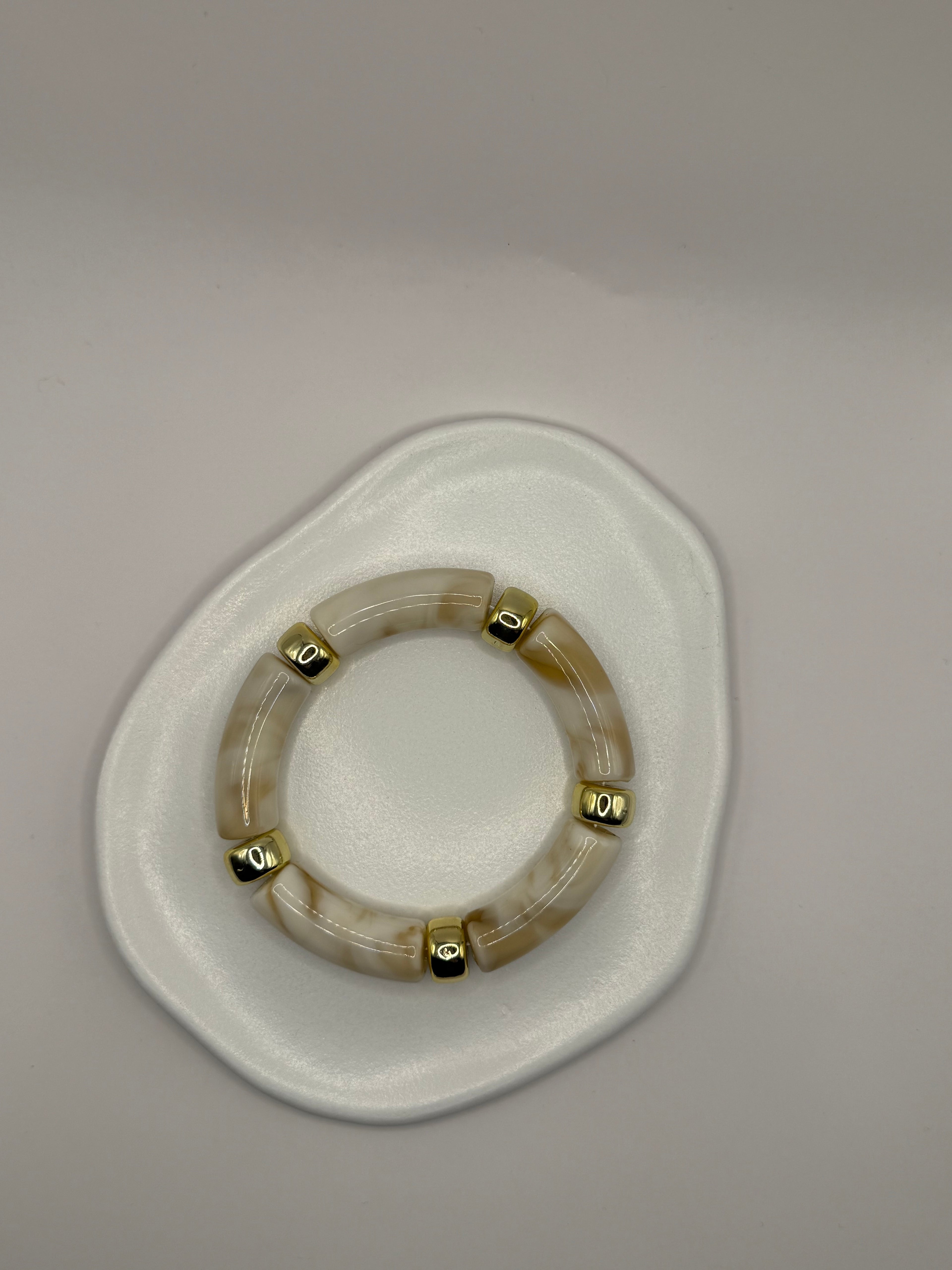 Bracelet en résine élastique - Marbré & Beige