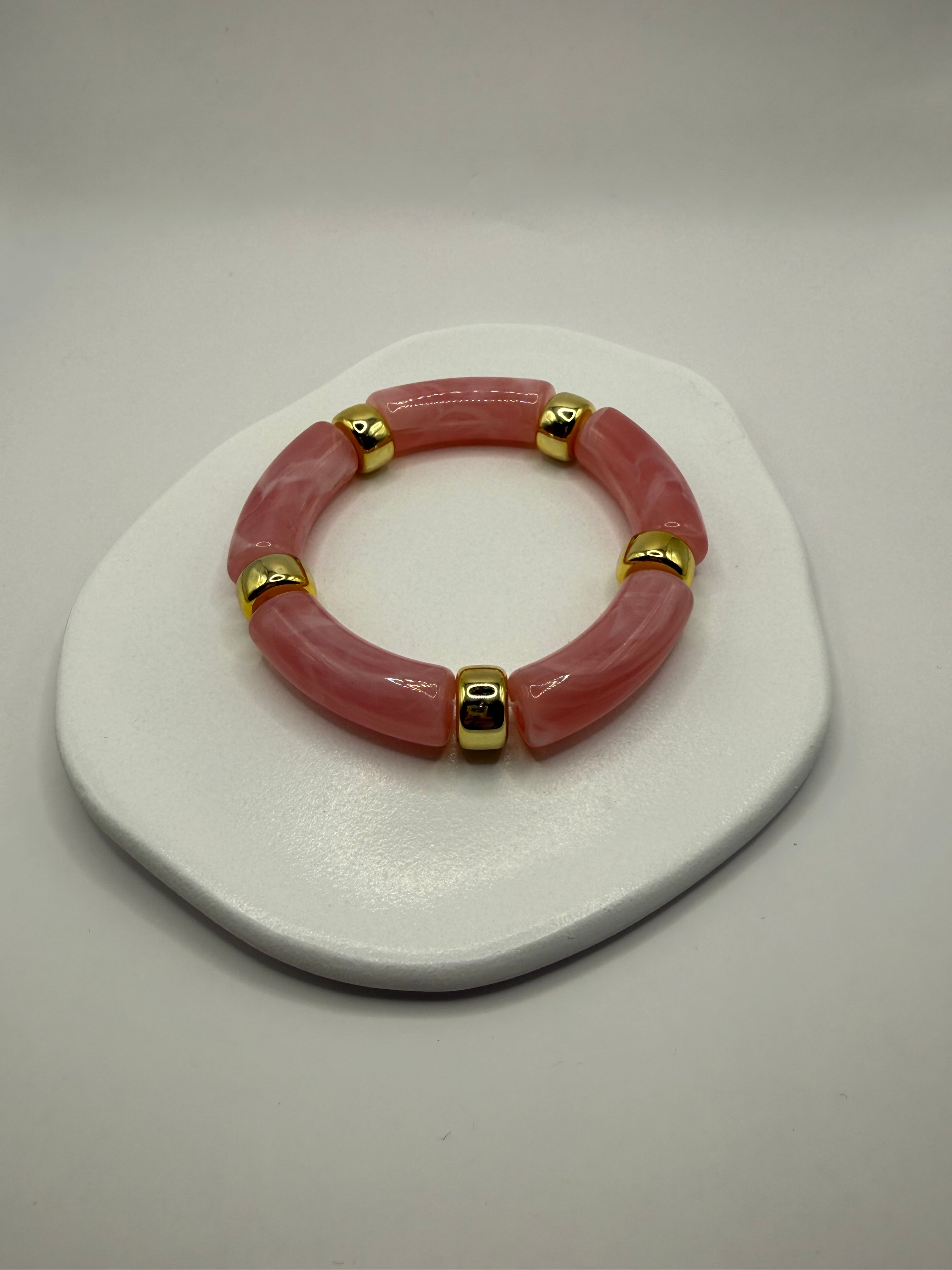 Bracelet en résine élastique - Rose