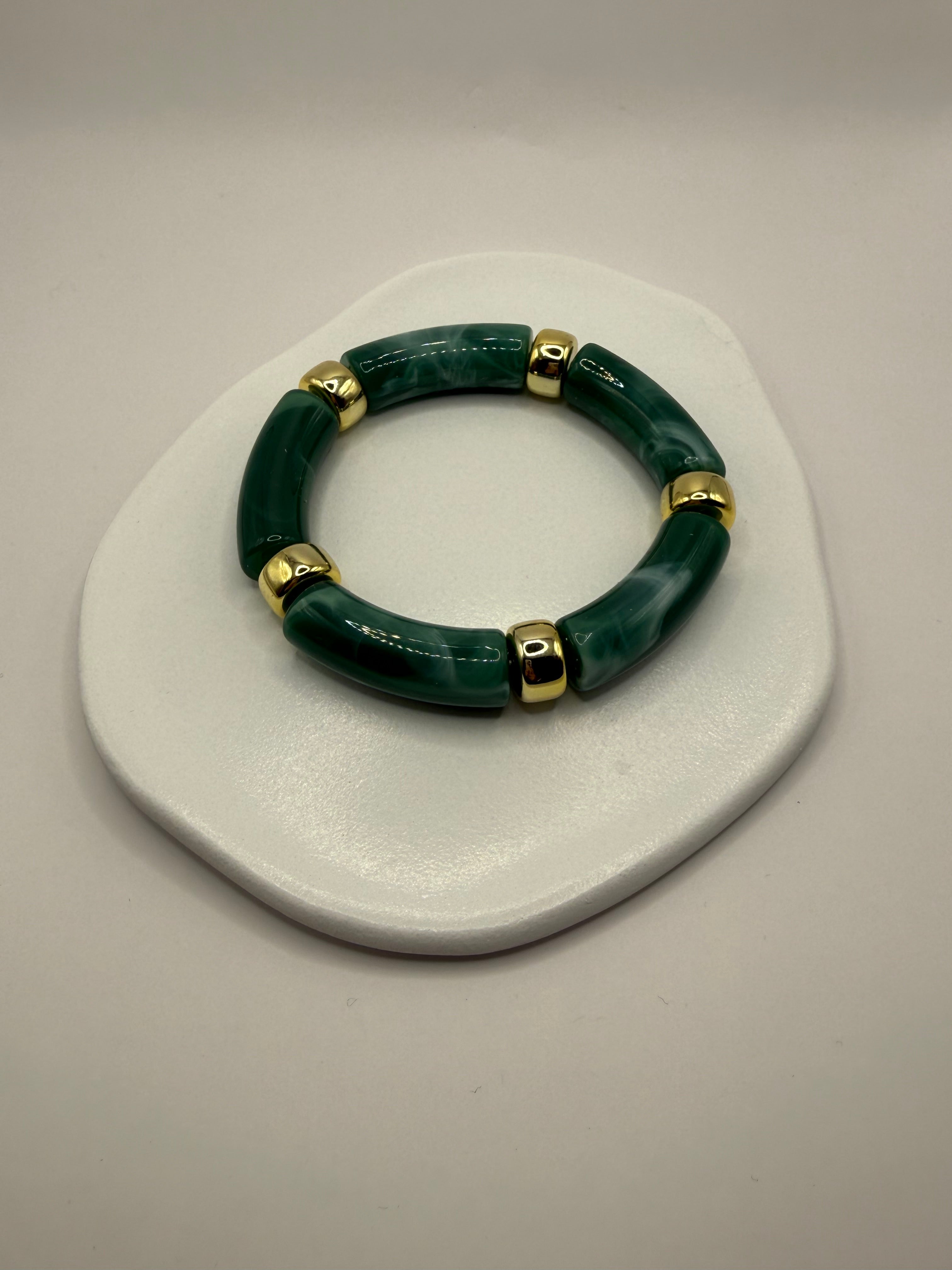 Bracelet  en résine élastique - vert foncé