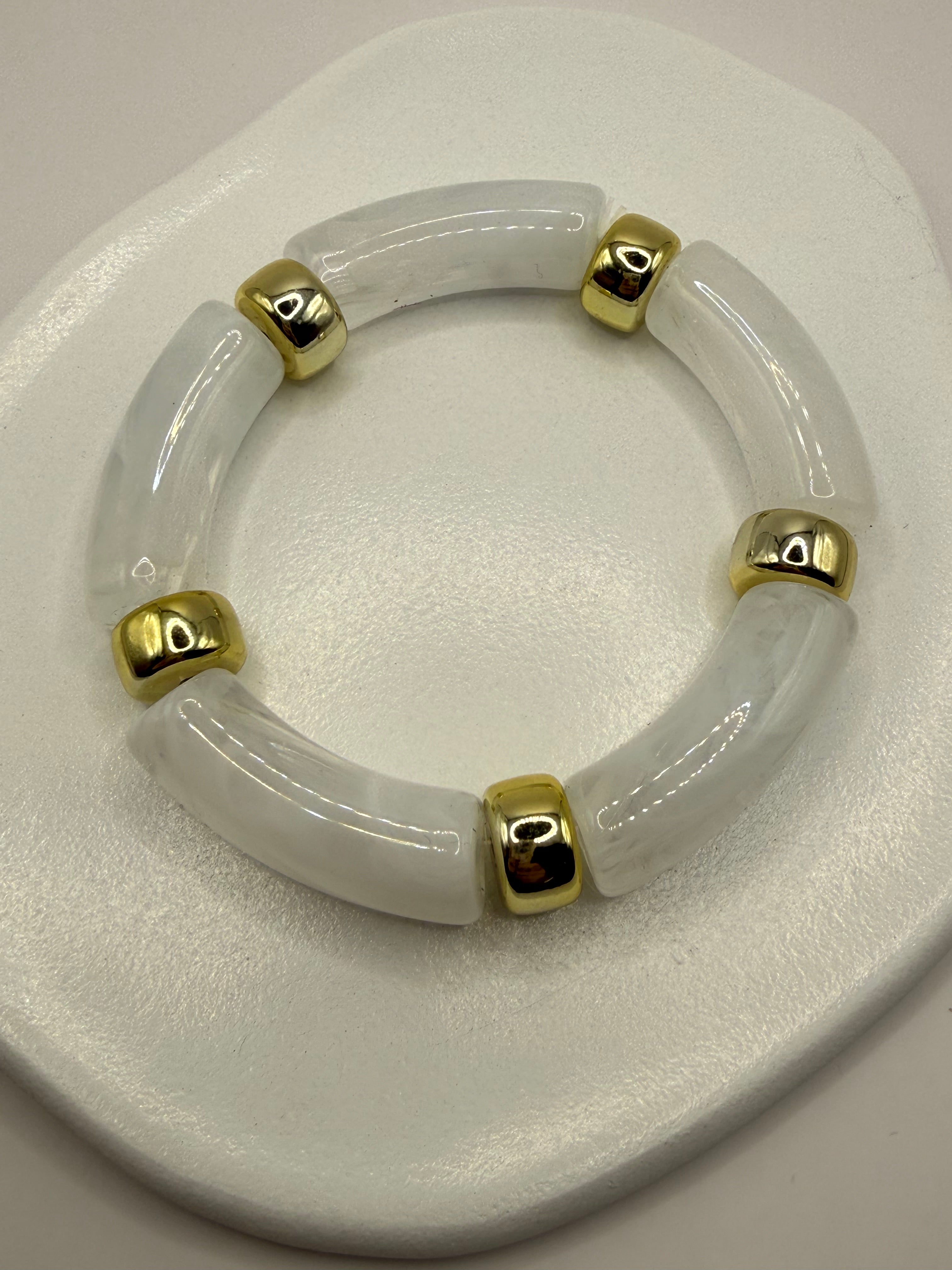 Bracelet en résine élastique - BLANC CRISTAL