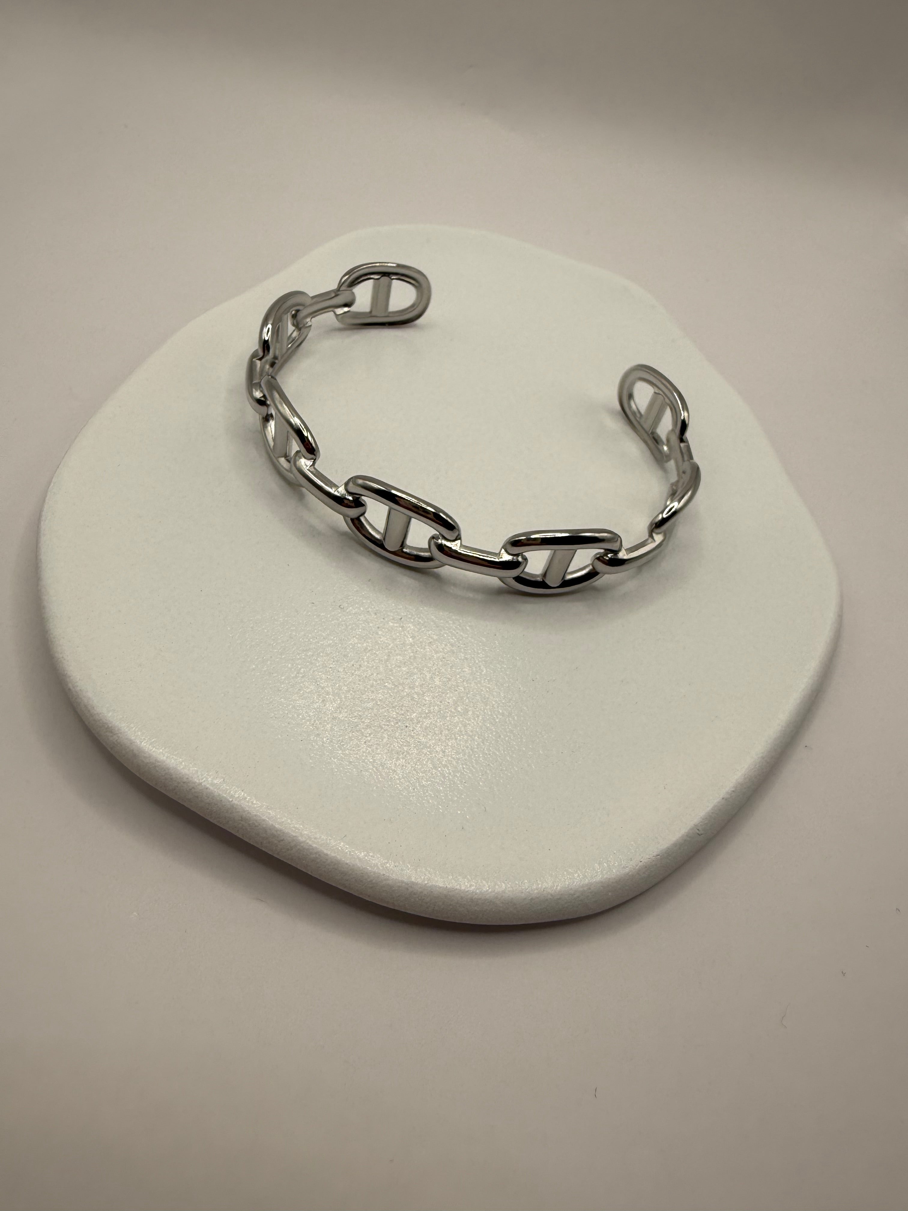 Bracelet ajustable maille marine - argenté