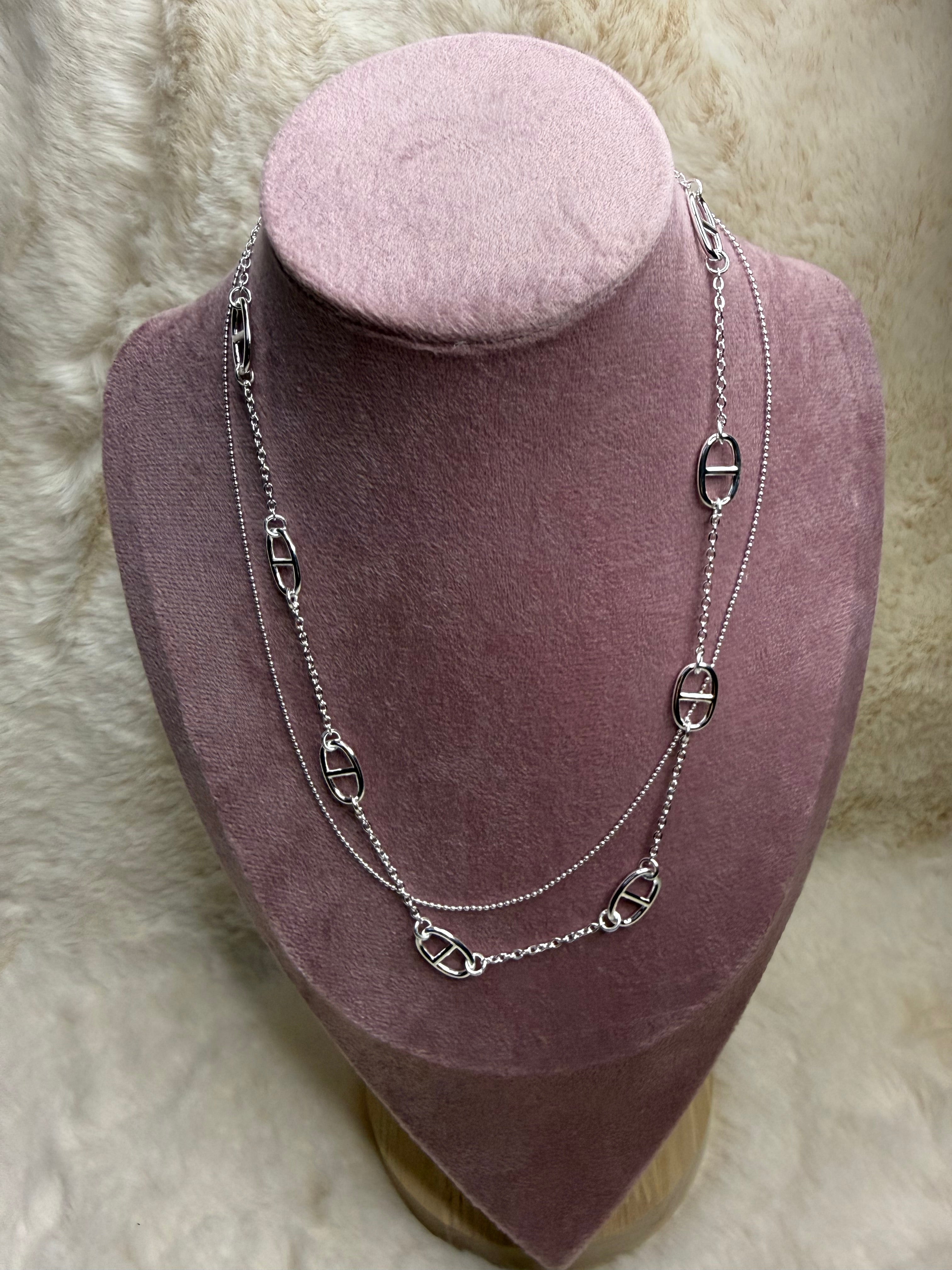 Sautoir maille marine - argenté