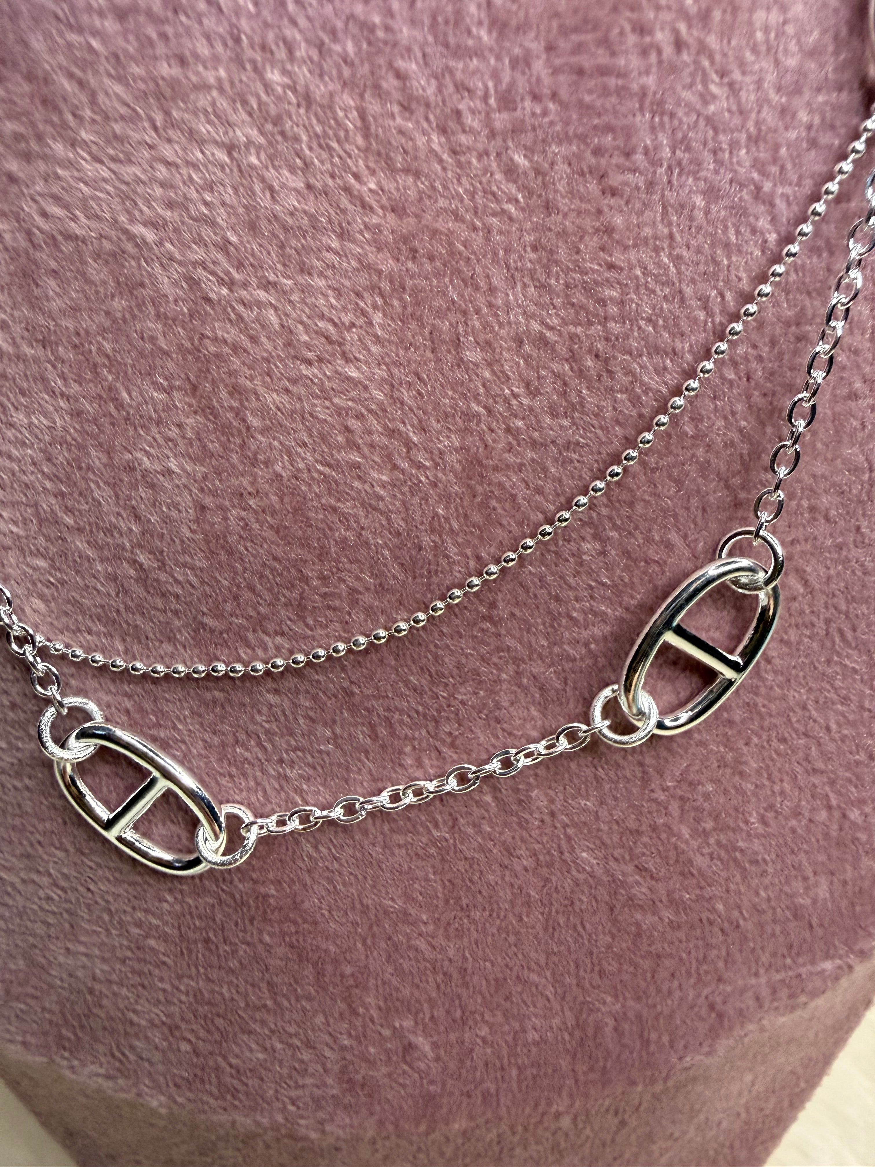 Sautoir maille marine - argenté