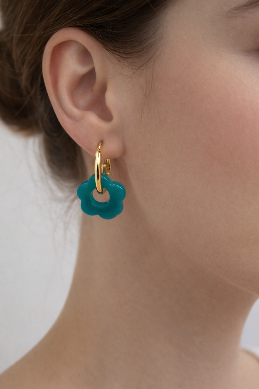 Boucle d’oreille à fleur - vert foncé