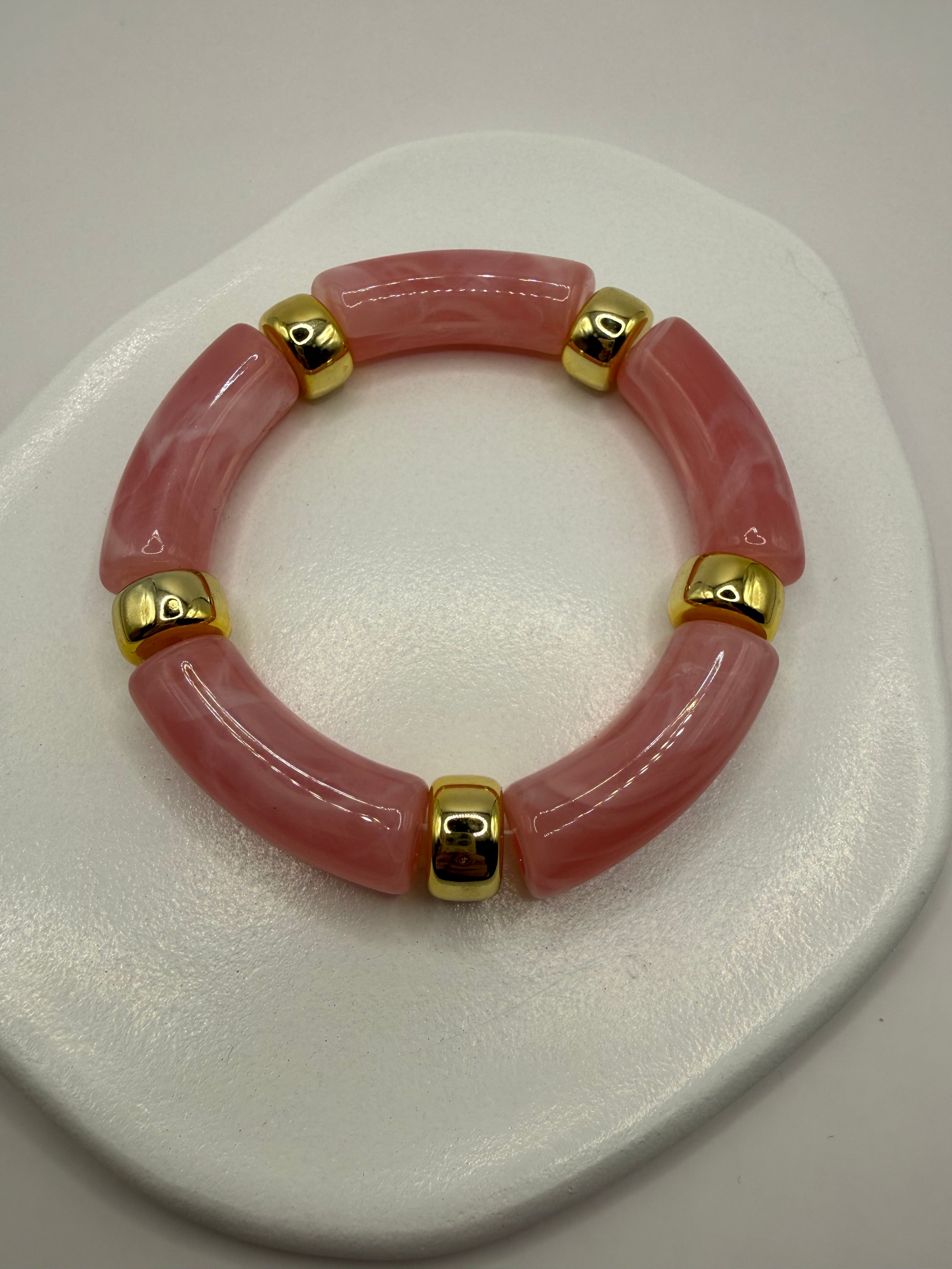 Bracelet en résine élastique - Rose