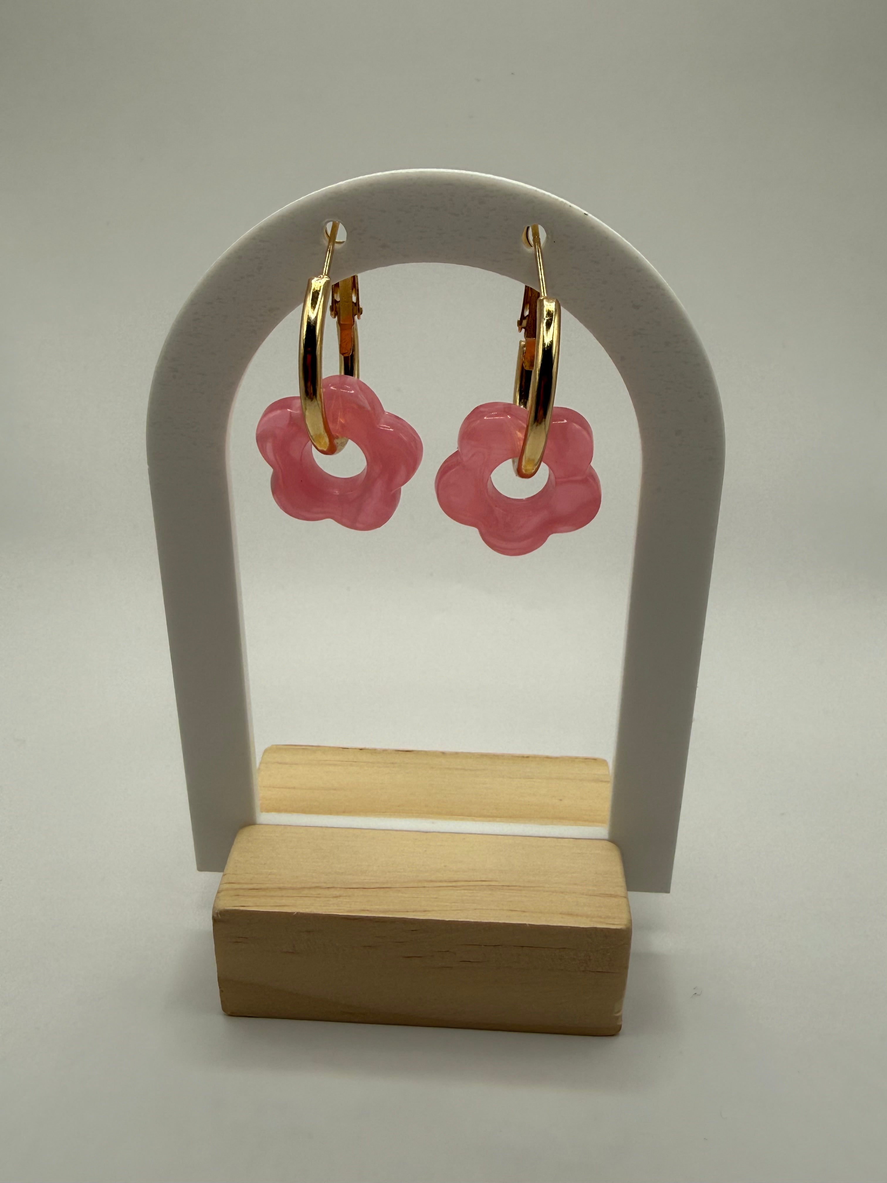 Boucles d’oreilles à fleur - rose