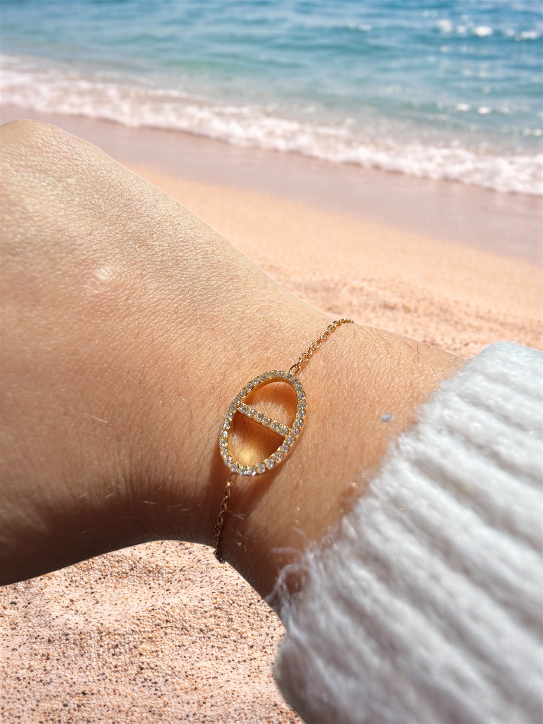 Bracelet maille marine à strass