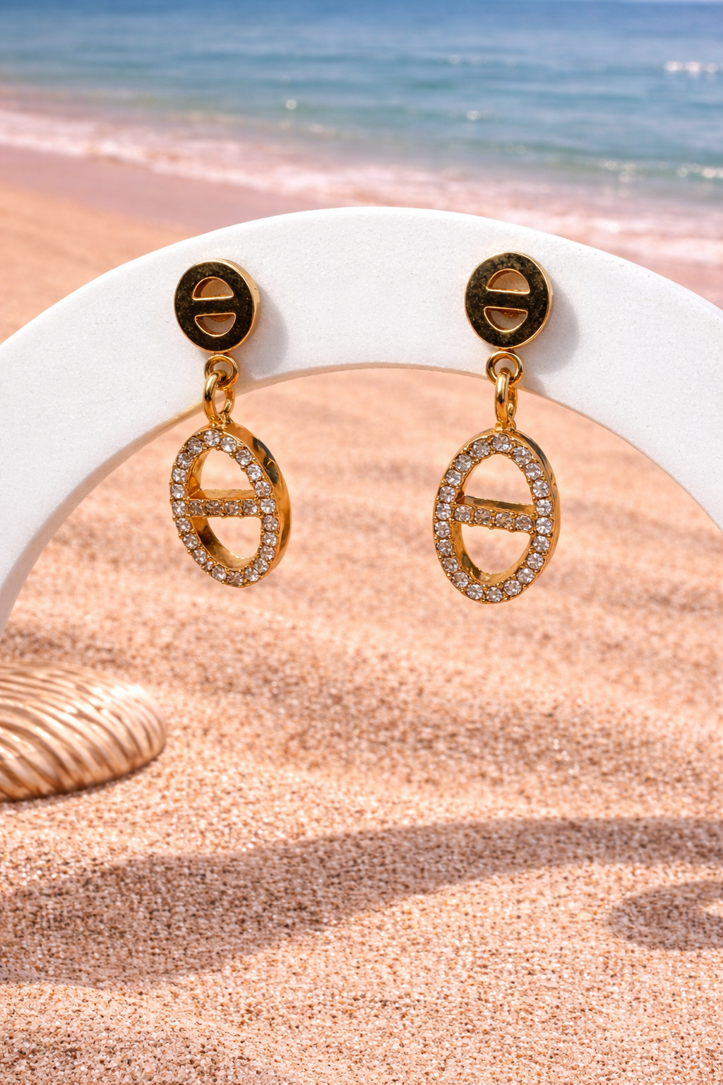 Boucle d’oreille maille marine à strass