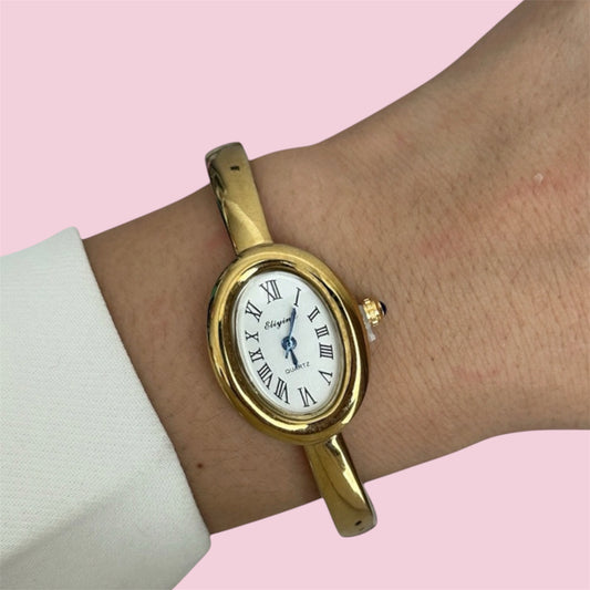 Montres ovale - Doré & Argenté ( en acier inoxydable )