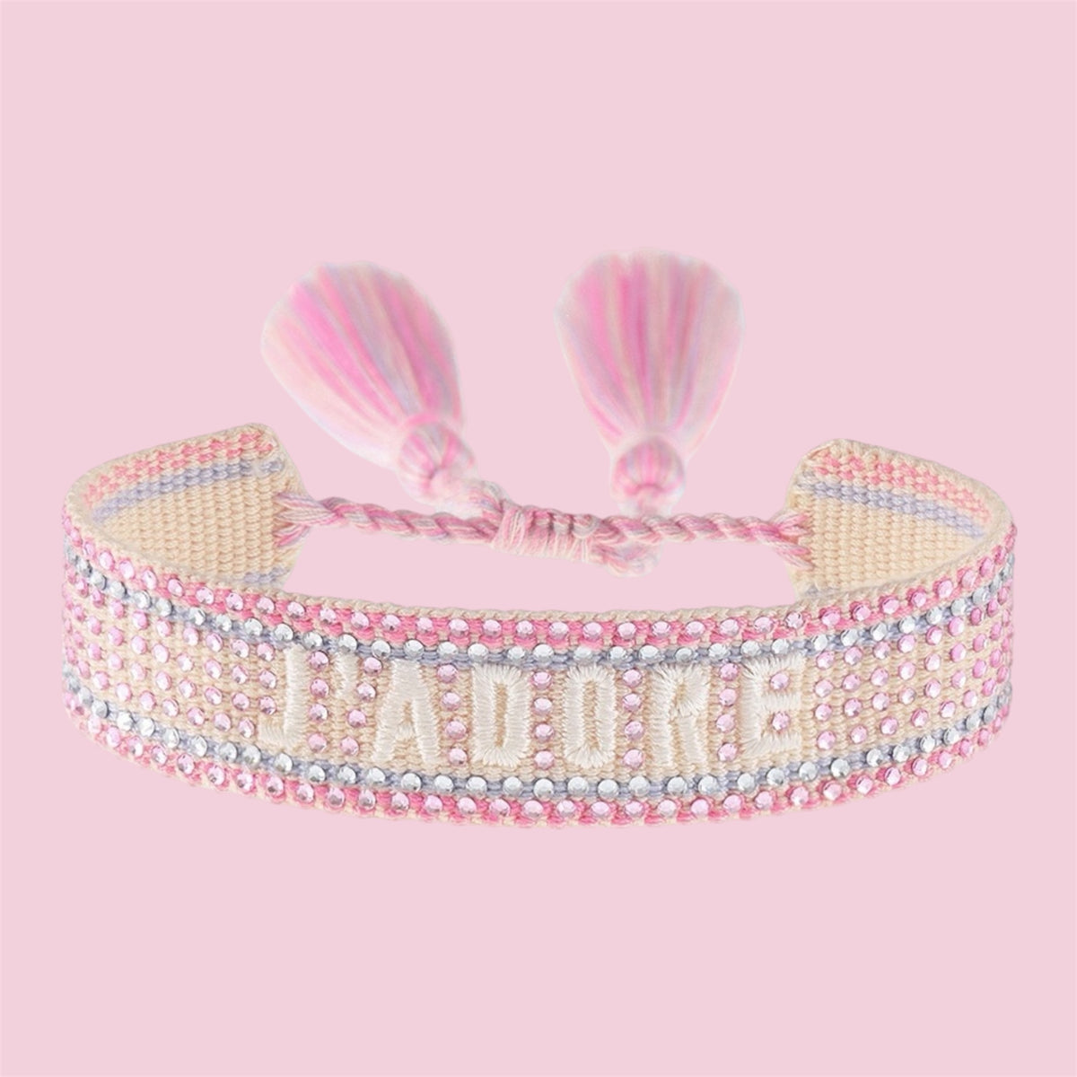 Bracelets J’adore à strass - 4 couleurs différentes