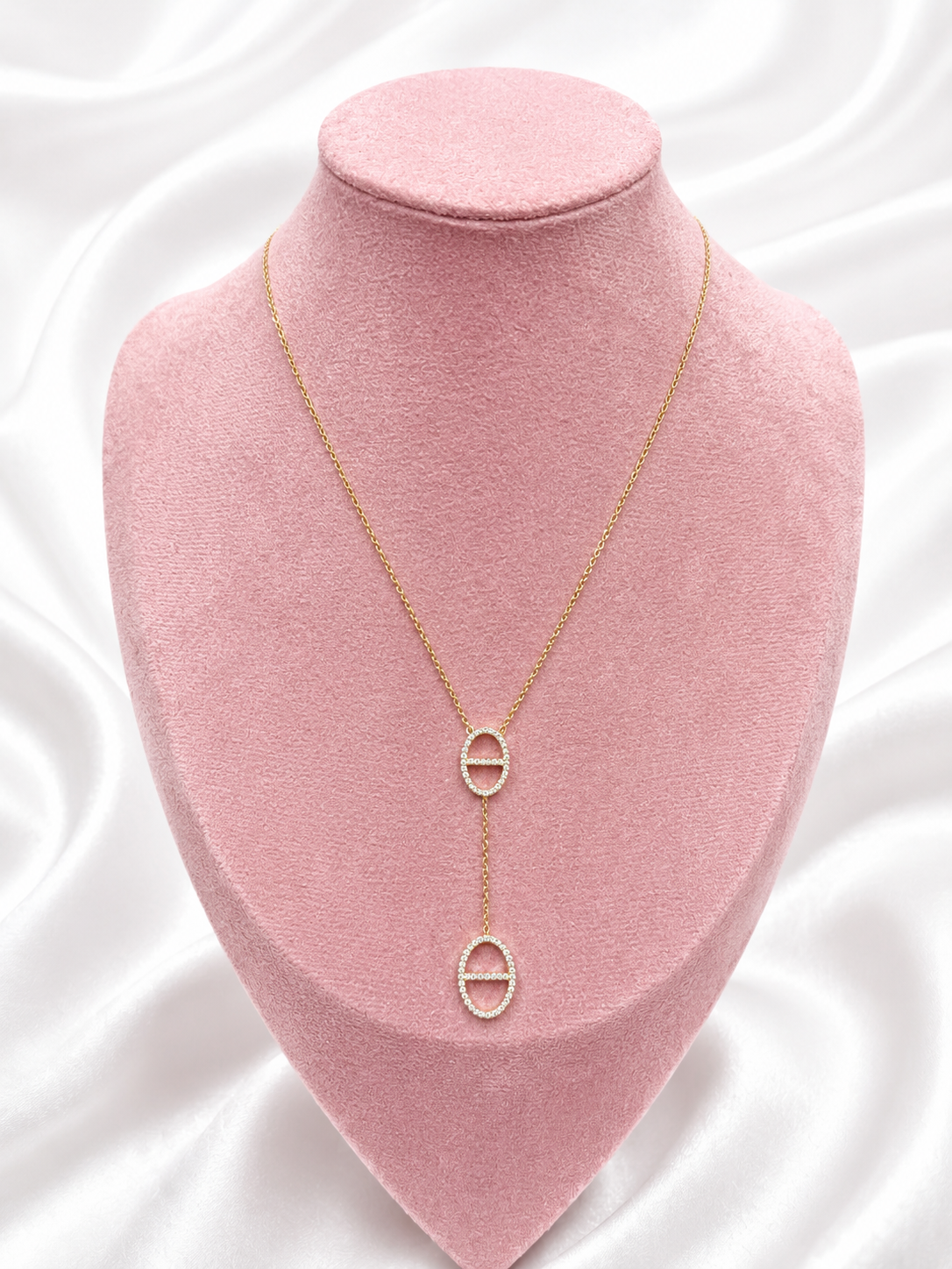 Collier maille marine à strass