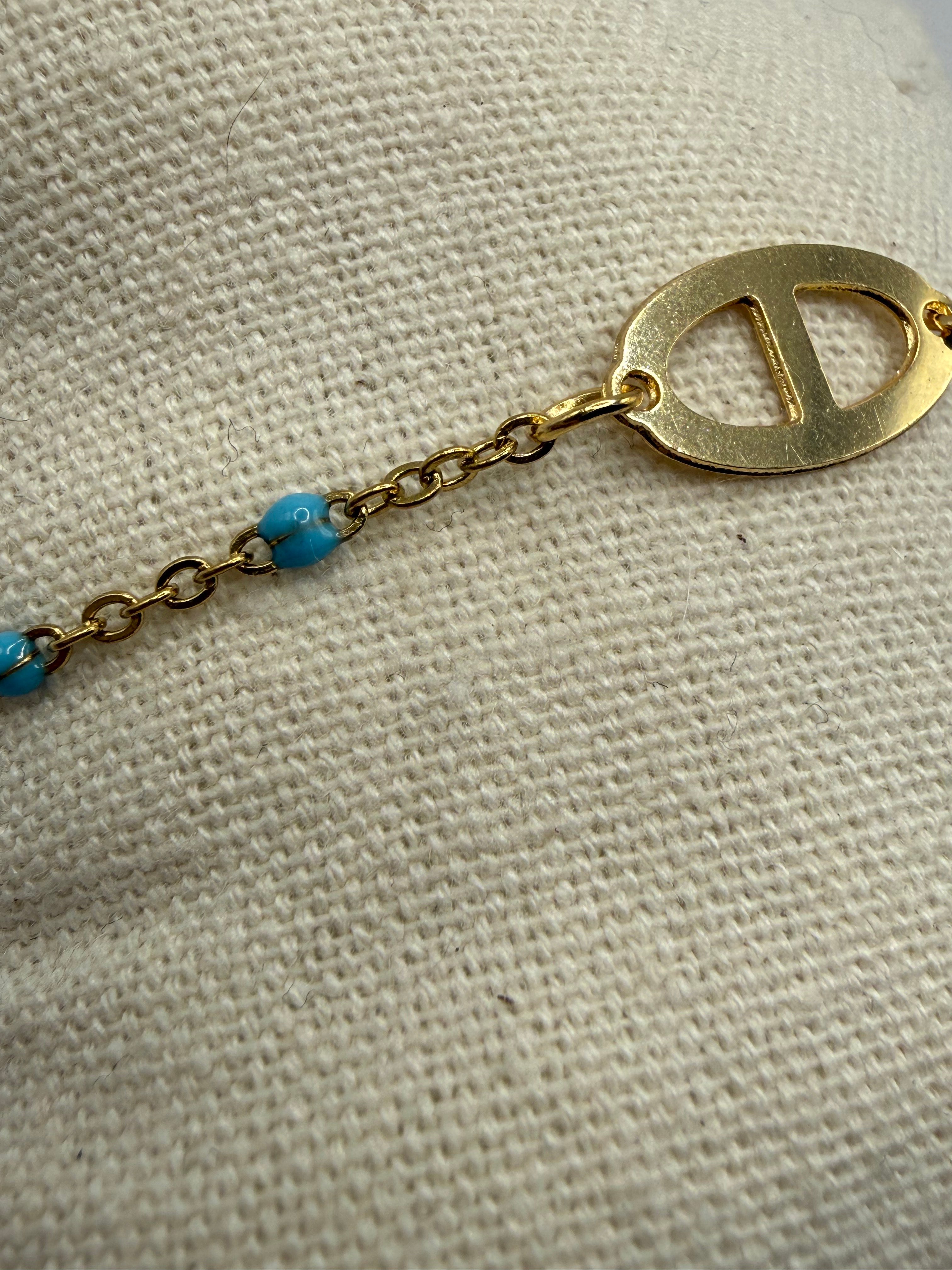 Maille marine  à perles - Bleu Ciel